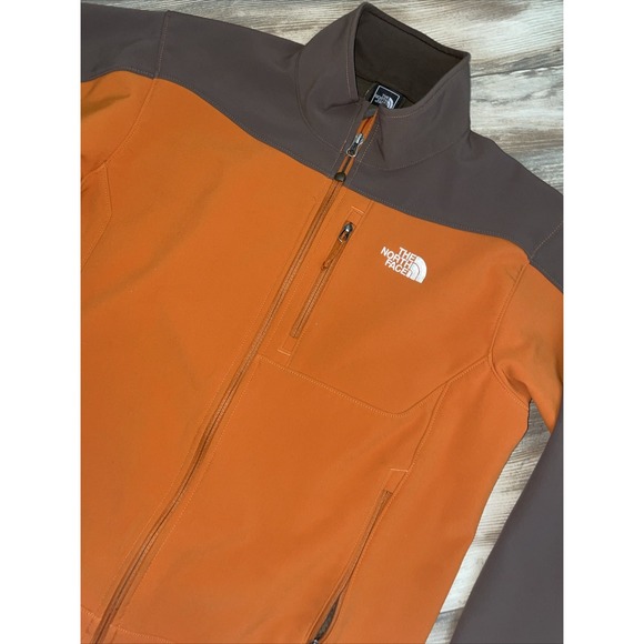 The North Face Bionic Apex Jacket Mens Small Orange Soft Shell Full Zip - Picture 2 of 7